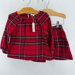 Copper Key Red Plaid Girls Top and Skirt Set New!